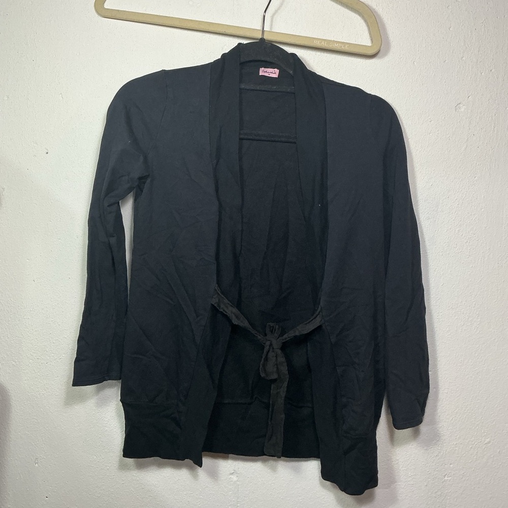 Splendid Black Open Front Cardigan